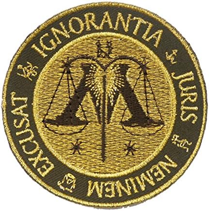 Excusat Ignorantia Juris Neminem Ministry of Magic Stamp Embroidered Badge Patch Sew-on or Iron-on 7.5cm x 7.5cm