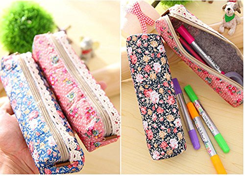 FOONEE Süß Blume Muster Federmäppchen Stiftemappe(Grün Himmelblau Rosa und Blau,4 in Set) - 6