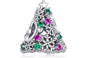 H.ZHENYUE Merry Christmas Charm Beads fit Bracelet Necklace for Woman Girls,925 Sterling Silver Pendant Beads with Cubic Zirconia,Birthday Christmas Halloween Valentine's Day Gifts