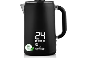Lehmann Czajnik ze stali nierdzewnej z utrzymaniem temperatury 1,7 l, sterowanie 45-100℃, termostat i wyświetlacz dotykowy, anty-odciski palców
