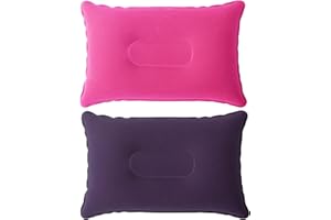 VILAGI Inflatable Pillow, 2Pcs Blow up Pillow,Inflatable Pillows for Camping, Portable Ultra Light Air Camping Pillows for Adults Flocked Surface Cushion Neck Support for Travel Hiking Beach Outdoors Fishing