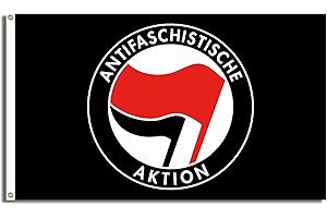 FlagShipper 90x150 cm – Stoffflagge mit Motiv „Antifaschistische Aktion“ – Für Demo, Kundgebung & Wahlveranstaltung – Europawahl & Bundestagswahl – wetterfest & robust (Schwarz)