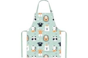 Pipoobear Schürze Kinder mit Taschen für 3-6 Jahre Junge Mädche, Verstellbar Kinderschürze Baumwolle Kinderschürzen für Küche Kochen Backen Malerei Grillen Garten Party Geschenk (Blau)