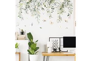 HGDESIGN® Wandtattoo Wandaufkleber XXL Grün Pflanze Blätter (2 Blätter 30x90cm) Wandsticker Wohnzimmer Schlafzimmer Wanddeko Selbstklebend