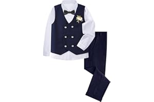 mintgreen Jungen 4 Stück Anzug-Set Kinder Hochzeitsweste & Hemd & Hose & Fliege 122-164