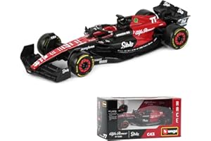 JODIYAAH 1/43 Bburago Alfa Romeo F1 Team Stake 2023 C43 24# Zhou Guanyu F1 C43 77# Alliage de voiture coulée modèle collection cadeau (C43 77#)