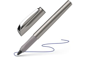 Schneider Ceod Shiny 186221 - Bolígrafo de punta redonda para diestros y zurdos, grosor de trazo M, incluye cartucho de tinta azul real, grafito