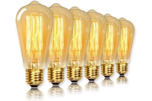 Levidon ST64 Vintage Light Bulbs with E27 Edison Screw Cap, Squirrel Cage Shaped Filament Bulb, 40W 2700K Warm White Dimmable 120 Lumen, Pack of 6