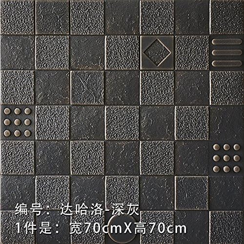 YUELA TV background wall_3d wall stickers crash soft package TV background wall living room bedroom ceiling self-adhesive, Da Hao Luo dark gray 70*70cm