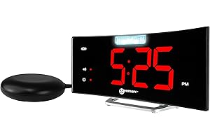 Geemarc Wake'n shake CURVE budzik wibracyjny 90 dB z bardzo mocnym dźwiękiem budzika, czarny