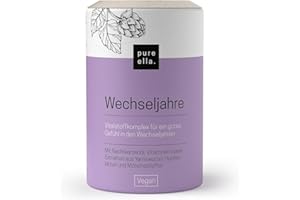 ‎PURE ELLA Pure Ella WECHSELJAHRE - Vitalstoffkomplex für Frauen bei Symptomen der Wechseljahre - Enthält Nachtkerzenöl, Yamswurzel und Mönchspfeffer - Natürlich, Hormonfrei, Vegan - 60 Menopause Kapseln