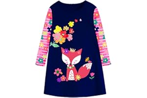 VIKITA Vestito Manica Lunga Striscia Cartoon Animale Sciolto T-Shirt Vestitos Bambina