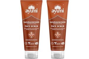 Ayumi Sandalwood & Ylang Ylang Face Scrub, Packed With Bamboo Stem Powder to Buff Away Dead Skin Cells, Rich in Cocoa & Shea Butters For Soft Skin - 2 x 125ml