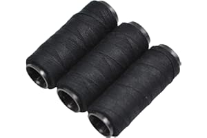 YTBYT 3 Rollen Nähgarn Webfäden für Herstellen von Perücken Handnähen Haarschuss DIY (Schwarz)