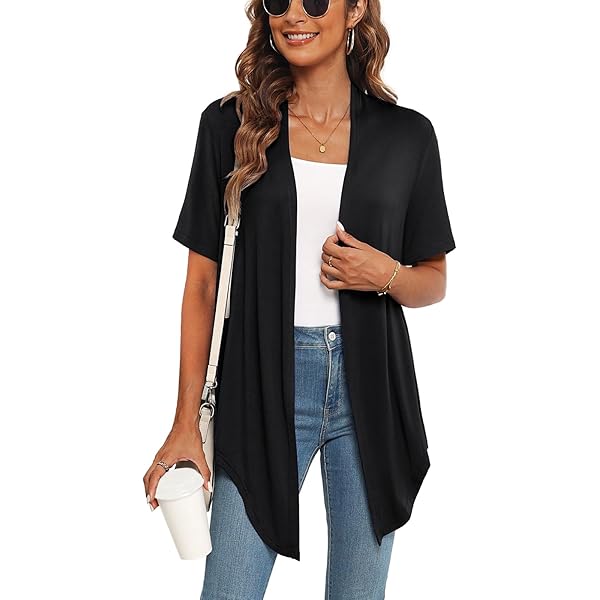 AGWOLF Open Front Cardigan Women Lightweight Boho Summer Cover Up Cute