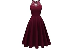Bbonlinedress Robe de Soirée Cocktail Femme Swing Vintage pour Bal Guinguette Fête Guinguette Déguisement Mariage invité