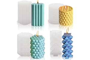 FANGCCC Kerzenform Silikon 4 Stück Kerzenformen Zum Gießen Set 3D DIY Kerzen Silikonform Kerzen Gießen Formen für Kerzenherstellung Handwerk Ornamente (Typ 1)