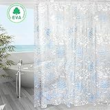 Belpink Duschvorhang Wasserdicht Eva, Duschvorhang Antibakteriell, Isoliert, Atmungsaktiv mit 12 Duschvorhanghaken aus Edelstahl von Hotels,Startseite (Blätter)