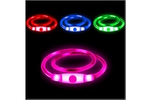 EASING LED Dog Collar,USB Rechargeable Adjustable Cut to Size Ultra Bright Colours Glow Light Collar for Dogs USB Rechargeable Lithium Battery Night Visibility & Safety [Pink]