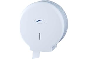 Jofel - Portarrollos de Papel Higiénico Industrial Grande, Dispensador de Papel en Rollos 400m, 260mm Diámetro, Mandril 45-55mm, Ideal Baños Públicos, Carcasa ABS, Valor AE77000 Blanco