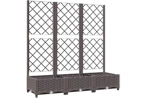 vidaXL Pflanzkübel mit Rankgitter Blumenkübel Pflanzkasten Blumentopf Blumenkasten Rankhilfe Spalier Gartenspalier Braun 120x40x121,5cm PP