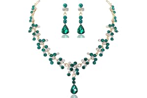 FARUODIS Wedding Necklace Earrings Sets for Women Crystal Bridal Flower Pendant Necklace Chain Vintage Rhinestone Necklace Teardrop Ball Dangle Jewelry for Bride Bridesmaid