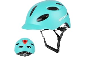 Exclusky Casco Bici Uomo Donna Casco da Bicicletta MTB Casco Monopattino Elettrico Adulti con Luce di LED Visiera Caschi Bici da Corsa per Urbano 54-62CM (M/L)