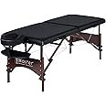 Master Massage 71 cm Argo Portable Massage Table in Black with Walnut Legs - Ideal for Spa Treatments, Tabletop Exercises, Beauty, Tattoo, and Lash Services(Black)