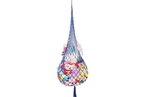 AMDERMI Novel Stuffed animal Net or Hammock Macrame Plush Toy Display- One Hook Only! Convenient for Corners, Walls and Ceiling Hanging Net, Teddy Net Storage Hammock-Blue