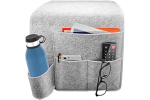 Tyuodna Hanging Bedside Storage Bag, Sofa Organiser Caddy Hanging Bedside Storage Bag, Felt Hanging Organizer Bag Anti-Slip with Water Bottle Holder, for Home Bed Rails, Sofa, Bunk Beds (Grey)