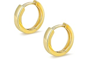 ALEXCRAFT Boucles d'oreilles Creoles Coeur Femme Argent 925 14K Or Plaqu Petite Creole