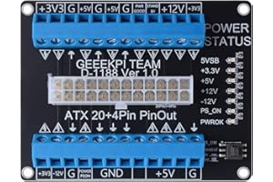 GeeekPi 24/20-pin ATX DC Fuente de Alimentación Adaptador de Módulo de Placa de Desmontaje de Bloque de Terminales de Tornillo Módulo de Desmontaje para Ordenador PC