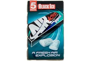 Vigorsol Air Action Black Ice Chewing Gum, Gomme da Masticare Senza Zucchero, Gusto Liquirizia, Confenzione da 5 Stick