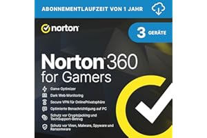 NortonLifeLock 360 for Gamers 2022 | 3 Devices Norton Gamers | 1 User | 1 Year | PC/Mac/Mobile | Activation Code by Email