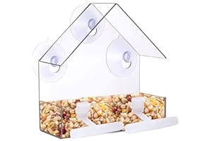 ZEQEEY Transparent Fenster Vogelhäuschen Vogelfutterstation für Wildvögel, Finken, Kardinal, Bluebirds, Bird Feeder Vogelfutterhaus Acryl mit Saugnäpfe, 15,5 x 15 x 6 cm Vogelhäus