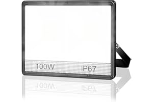 YIQIBRO Projecteur LED Exterieur 100W, 2 en 1 IP67 Imperméable Spot LED Extérieur, 10000LM 7000K Blanc Froid Eclairage de Sécurité LED, Luminaire Exterieur Pour Patio, Terrasse, Jardin, Garage, Usine