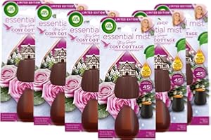 AIRWICK Air Wick Essential Mist Refills, Cosy Cottage by Stacey Solomon, Natural Essential Oils, Last up to 270 days, Air freshener | Pack of 6
