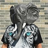 Elefant elephant Kopf Maske mask aus sehr hochwertigen Latex Material mit Öffnungen an Augen Halloween Karneval Fasching Kostüm Verkleidung für Erwachsene Männer und Frauen Damen Herren gruselig Grusel Zombie Monster Dämon Horror Party - 