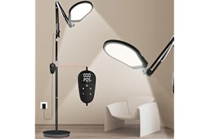 Trayvespace Shell Floor Sad Lamp, Sad Light Therapy Lamp with 3 Color Temperature & 5 Brightness, 10/20/30Min Remote & Touch Control Daylight Lamp (Black)