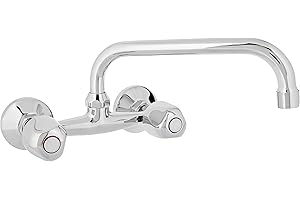 Aqualy 65903 Batería para Fregadero Cocina 15 cm, Cromo, (Caño horizontal de 22 cm)