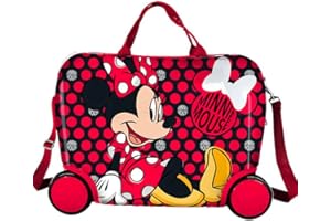 Coriex Trolley Cavalcabile Disney Minnie Mouse, Valigia da Viaggio per Bambini Rigida in ABS, Cavalcabile Trainabile con Tracolla 23L 45 x 22 x 34 cm, Multicolore