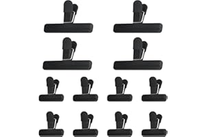 KOOOGEAR 12 Stück Verschlussclips,Verschluss Clips Für Tüten,Schwarz Bunte Klammern Tüten,Wiederverwendbar Tütenclips für Verpackung Süßigkeiten Snacks (12 Stück Schwarz)