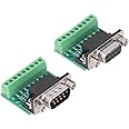 DB9 Male Female Connector Adapter, PCB Module Breakout Smooth Communication 9 Pin High Conversion Performance Male Female Screw Terminal for RS232