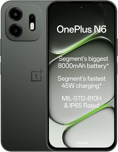 OnePlus N6 | 6GB+128GB | Midnight Green | Segment's Biggest 8000mAh Battery | Segment's Fastest 45W Charging | 60-Month Smoot