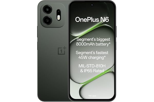 OnePlus N6 | 6GB+128GB | Midnight Green | Segment's Biggest 8000mAh Battery | Segment's Fastest 45W Charging | 60-Month Smoot
