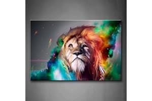First Wall Art Löwe Löwen Bilder Leinwand 24x36inch Bild Bunt Tier Wandbilder Wohnzimmer Moderne für Schlafzimmer Dekoration Wohnung Home Deko Kunstdruck