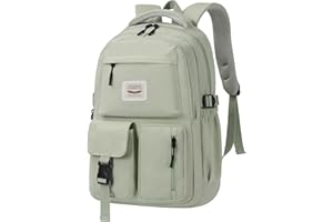 FIORETTO schulrucksack Teenager Mädchen Damen Schulranzen Schultasche School Bag Rucksack Schule 14" Laptopfach, Wasserabweisend & Leicht Grün