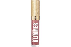 REVLON Super Lustrous Glimmer Gloss, Brillo de Labios Hidratante y Voluminizador, Gloss con Glitter de Origen Eco-Vegetal, Acabado Ultra-Brillante No Pegajoso Tono 005 Glazed Almond, 3,8ml