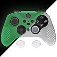 eXtremeRate PlayVital Glow in Dark - Green Soft Anti-Slip Silicone Cover Skins for Xbox One Elite Controller Series 2, Custom Protective Case for Xbox Elite V2 with Thumb Grips Analog Caps