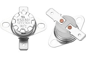 QUARKZMAN 2 Stück KSD301 Thermoschalter 140°C Normalerweise Geschlossen 125V 16A Thermostat Snap-Disc Temperaturschalter für Mikrowellen, Backöfen, Kaffeemaschinen, Keramikmaterial